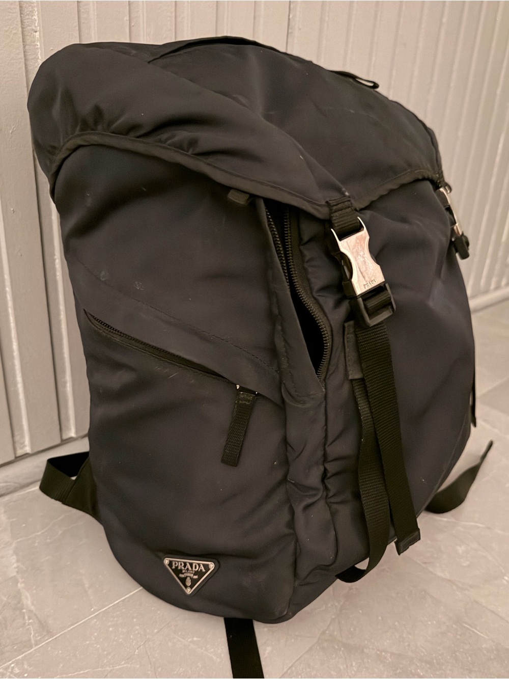 Prada Men's Blue Nylon Backpack - Sleek Everyday Carry